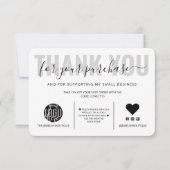 エレガント白黒スクリプトのロゴカスタマーに感謝 サンキューカード (正面)