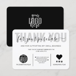 エレガント白黒スクリプトのロゴカスタマーに感謝 サンキューカード