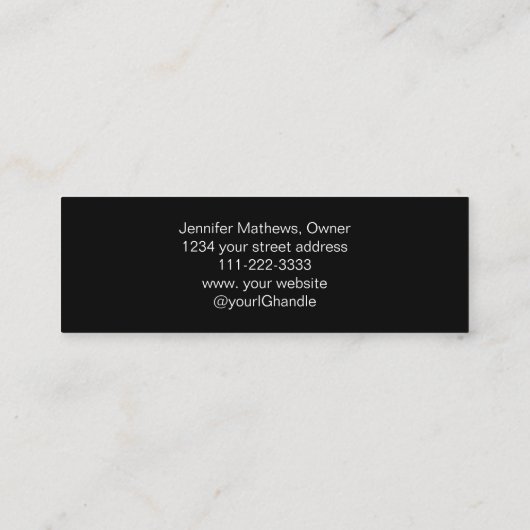 エレガント白黒スクリプトの写真の構成 スキニー名刺 (裏面)