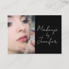 エレガント白黒スクリプトの写真の構成 名刺