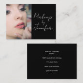 エレガント白黒スクリプトの写真の構成 名刺 (正面/裏面)