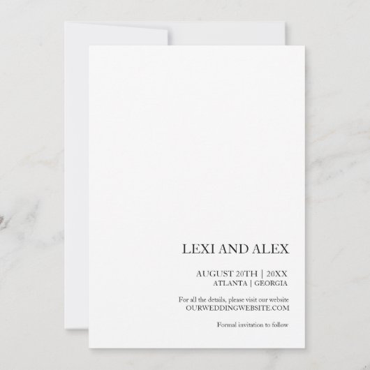 エレガント白黒スクリプト写真の日付の保存 セーブザデート (裏面)