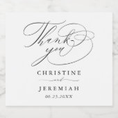 エレガント白黒スクリプト名の結婚ありがとう スパークリングワインラベル (シングルラベル)