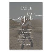 エレガント白黒スクリプト名結婚photos テーブルナンバー (正面)