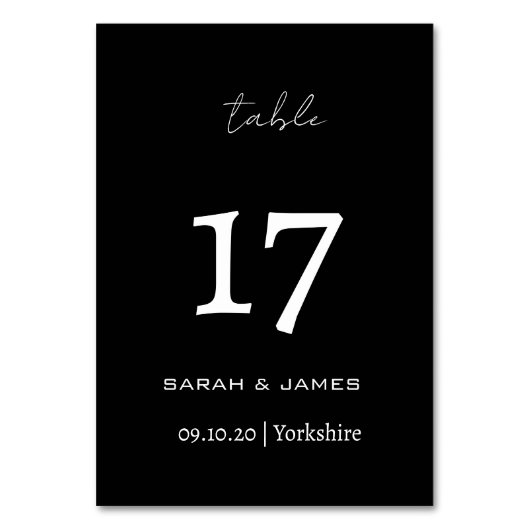 エレガント白黒スクリプパーソナライズされたト テーブルナンバー (裏面)