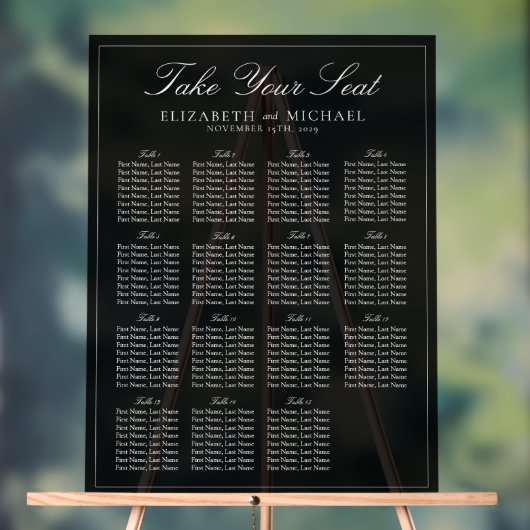 エレガント白黒スクリプ結婚トの座席 アクリルサイン (ニュートラル)