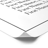 エレガント白黒スクリプ結婚トの座席 ポスター (角)