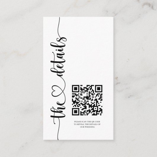 エレガント白黒スクリプ結婚トの詳細 エンクロージャーカード (正面)