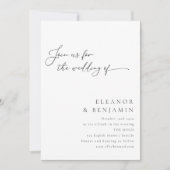 エレガント白黒スクリプ結婚ト 招待状 (正面)