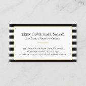 エレガント白黒ストライプのピンクウォーター色フローラ 名刺 (裏面)