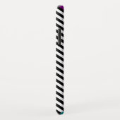 エレガント白黒ストライプの紫バイオレットとティール(緑がかった色) Case-Mate iPhoneケース (裏面/右)