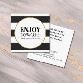 エレガント白黒ストライプゴールデンサークルサロン 割引カード