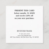 エレガント白黒ストライプゴールデンサークルサロン 割引カード (裏面)