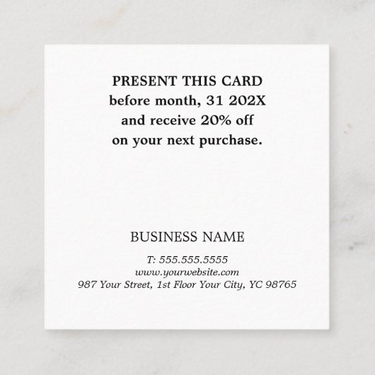 エレガント白黒ストライプゴールデンサークルサロン 割引カード (裏面)