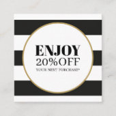 エレガント白黒ストライプゴールデンサークルサロン 割引カード (正面)