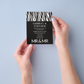 エレガント白黒ストライプタイポグラフィゲイ結婚の チラシ (手)