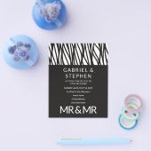 エレガント白黒ストライプタイポグラフィゲイ結婚の チラシ (シングル)