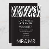 エレガント白黒ストライプタイポグラフィゲイ結婚の 招待状 (正面/裏面)