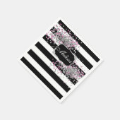 エレガント白黒ストライプダイヤモンドピンクバスマット スタンダードカクテルナプキン (角)