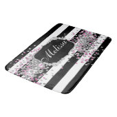 エレガント白黒ストライプダイヤモンドピンクバスマット バスマット (アングル)