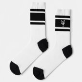 エレガント白黒ストライプテニスラケット競技 ソックス (左)