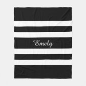 エレガント白黒ストライプパターン名 フリースブランケット (正面)