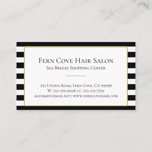 エレガント白黒ストライプヴィンテージバラフローラ 名刺 (裏面)