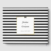 エレガント白黒ストライプ金ゴールドフレ結婚ーム ゲストブック (裏面)