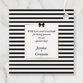 エレガント白黒ストライプ金ゴールドフレ結婚ーム フェイバータグ (裏面)