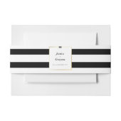 エレガント白黒ストライプ金ゴールドフレ結婚ーム 招待状ベリーバンド (正面例)