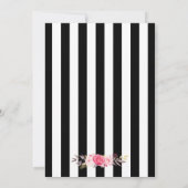 エレガント白黒ストライプ金ゴールドフローラ結婚の 招待状 (裏面)