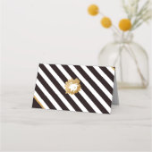 エレガント白黒ストライプ金ゴールド結婚座席表 プレイスカード (裏面)