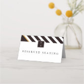 エレガント白黒ストライプ金ゴールド結婚座席表 プレイスカード (正面)