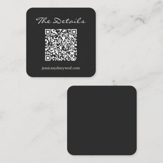 エレガント白黒ス結婚クリプトの詳細QRコード エンクロージャーカード (正面/裏面)