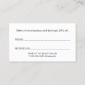 エレガント白黒ターコイズハート美しいサロン 紹介カード (裏面)