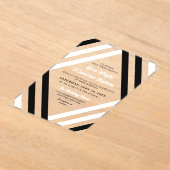 エレガント白黒ダイヤストライプマドモダン結婚 アクリル招待状 (レイダウン)