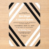エレガント白黒ダイヤストライプマドモダン結婚 アクリル招待状 (正面)