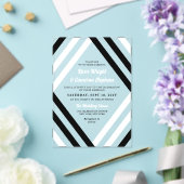 エレガント白黒ダイヤストライプマドモダン結婚 アクリル招待状 (インサイチュ (ウェディング))