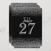 エレガント白黒ダイヤ結婚モンドのテーブルカード 招待状 (正面/裏面)