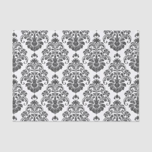 エレガント白黒ダマスクパーティー 薄葉紙 (正面)