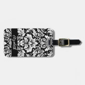 エレガント白黒ダマスク模様 ラゲッジタグ (正面横)