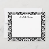 エレガント白黒ダマスコノートカード ノートカード (正面)