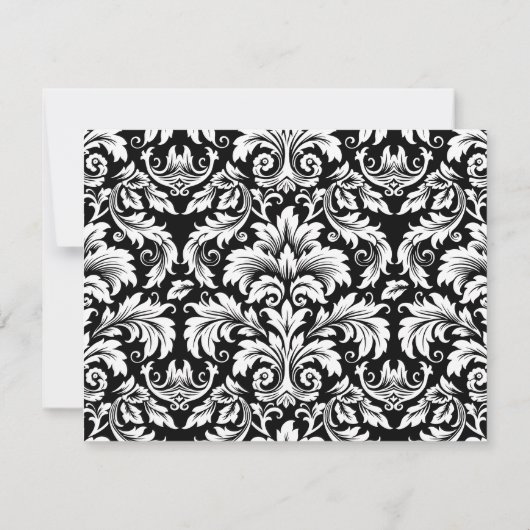 エレガント白黒ダマスコノートカード ノートカード (裏面)