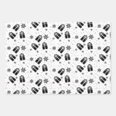 エレガント白黒トナカイ&クリスマスツリー ラッピングペーパーシート (正面3)