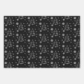 エレガント白黒トナカイ&クリスマスツリー ラッピングペーパーシート (正面2)