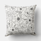 エレガント白黒バララインアートフローラ クッション (裏面)