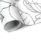 エレガント白黒バララインアートフローラ ラッピングペーパー (ロールコーナー)