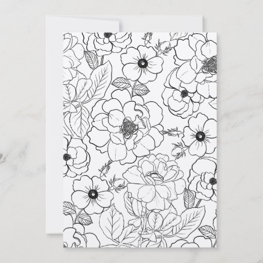 エレガント白黒バララインアートフローラ 招待状 (裏面)