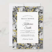 エレガント白黒バラ金ゴールドブライダルシャワー 招待状 (正面)