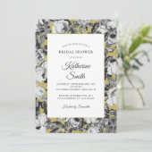 エレガント白黒バラ金ゴールドブライダルシャワー 招待状 (スタンド正面)